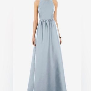 Alfred sung blue bridesmaid dress